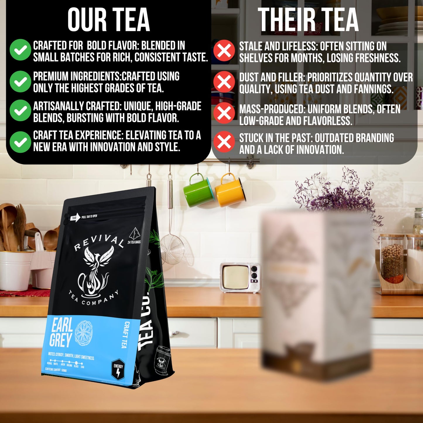 REVIVAL TEA COMPANY Earl Grey Tea - Black Tea Blend with Bergamot and Cornflower Petals - Loose Leaf 6 Ounces