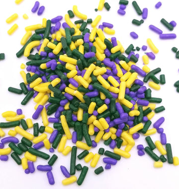 Ncs Purple, Yellow, And Green Edible Jimmies Mix Sprinkles, 8 Ounces - Great For Cupcakes, Cookies, Cakes, Cakes Pops