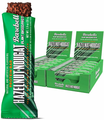Barebells Vegan Protein Bars Hazelnut & Nougat - 12 Count, Pack Of 2 - Plant Based Protein Bar With 15G Of High Protein - Chocol