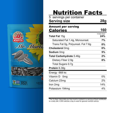 MR. MARTIN Freshly Roasted Salted Sunflower Seeds To Eat - Non-GMO, Crunchy, Kosher, Delicious, Vegan, Keto Friendly Snack - 5.2