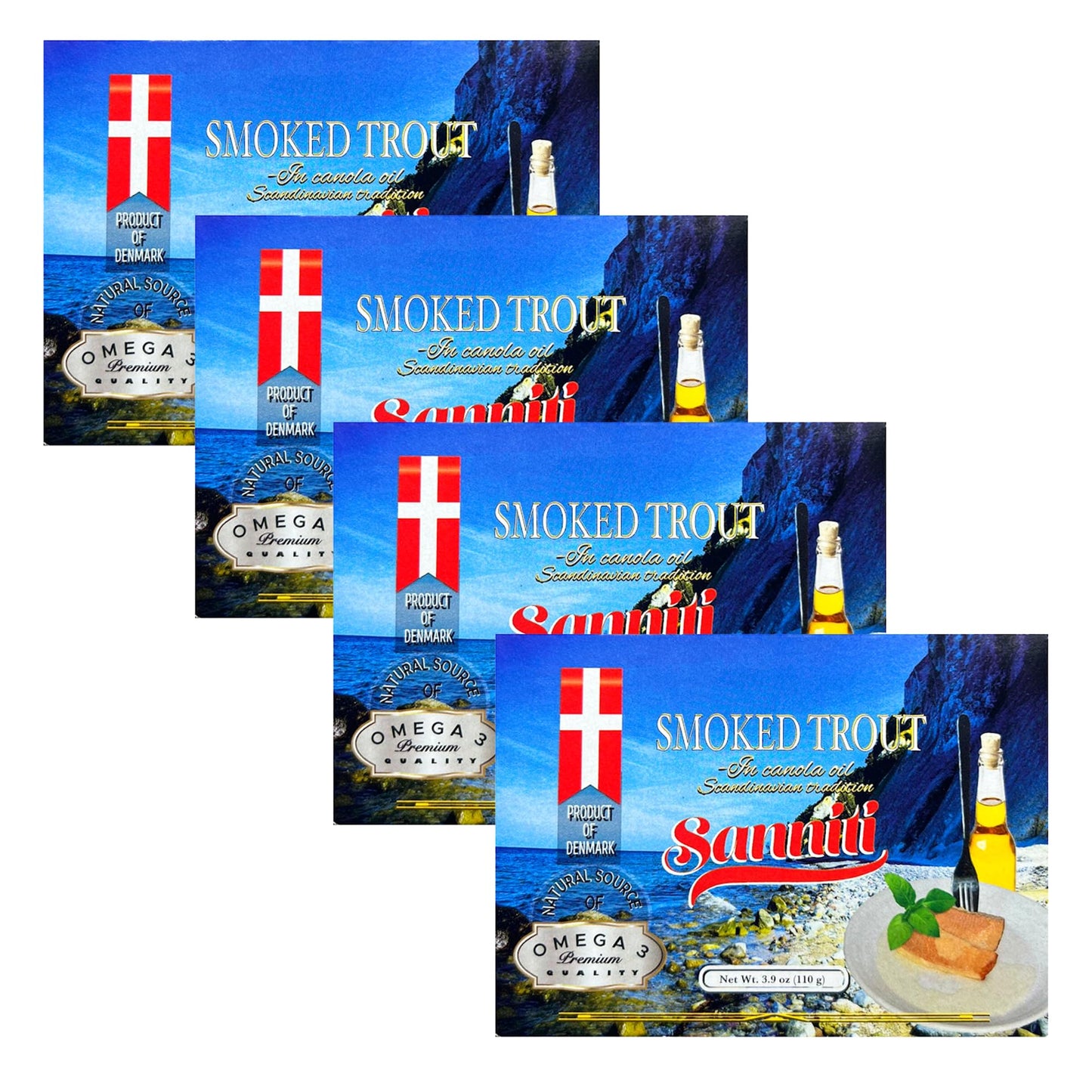 Sanniti Rich Flavor Trout In Oil | Natural Source Of Omega 3 | Ready To Eat 3.9 Oz (Pack Of 4)