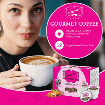 Marylous Coffee - Toasted Almond Crme Flavored Coffee, Delicious Medium Roast Gourmet Coffee Compatible With Keurig Coffee Maker