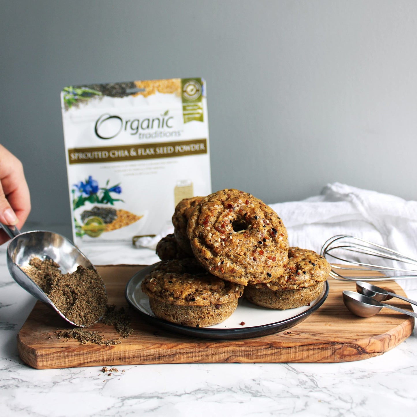 Organic Traditions Sprouted Chia And Flax Seed Powder Organic Chia And Organic Flax For Plant Based Non-Gmo Superfood 454G/16Oz Bag