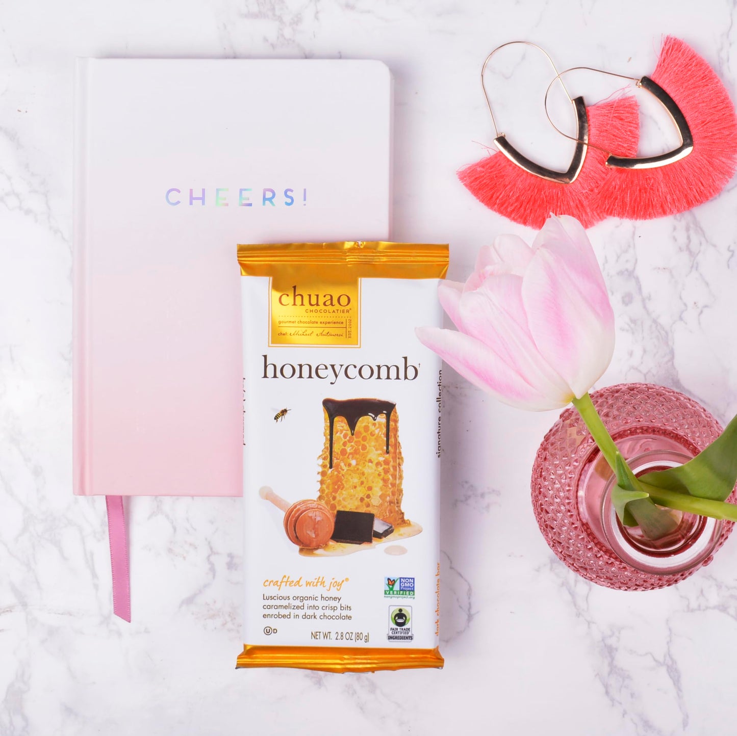 Chuao Chocolatier Honeycomb Gourmet Dark Chocolate Bars | No Preservatives | For Gift Baskets, Christmas, Birthday| 12 Ct