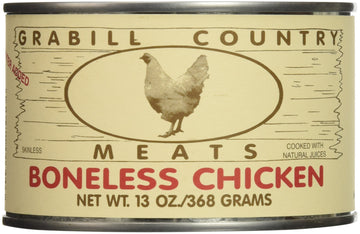 Grocers Supply Grabill Canned Boneless Chicken Chunks, 13 oz, Case of 12