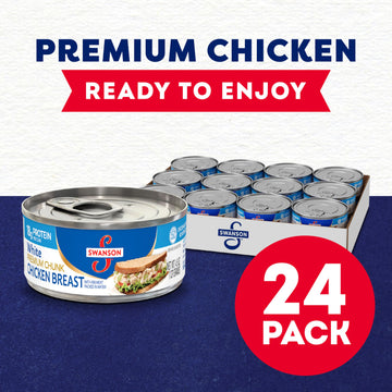Swanson White Premium Chunk Canned Chicken Breast in Water, Fully Cooked Chicken, 4.5 OZ Can (Case of 24)