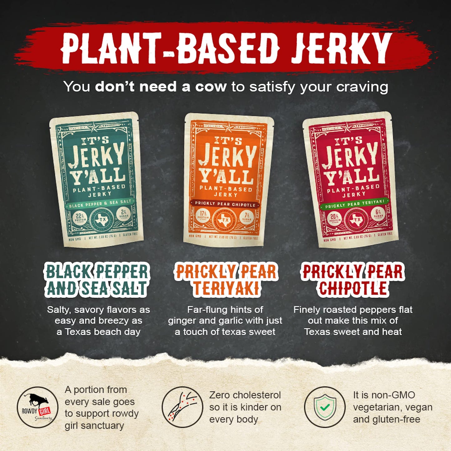 It'S Jerky Y'All Plant Based Jerky Variety Pack | Beyond Tender And Tasty Vegan Snacks | Non-Gmo, Gluten Free, Vegetarian (3 Pac