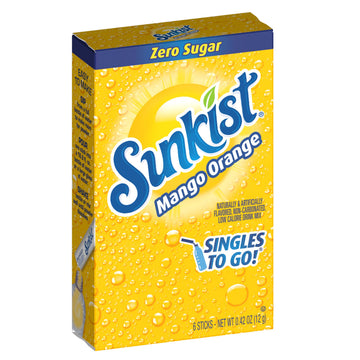 SINGLES TO GO! Sunkist Soda Mango Orange Drink Mix, 12 Boxes, 72 Servings, 0.42 Ounce Each