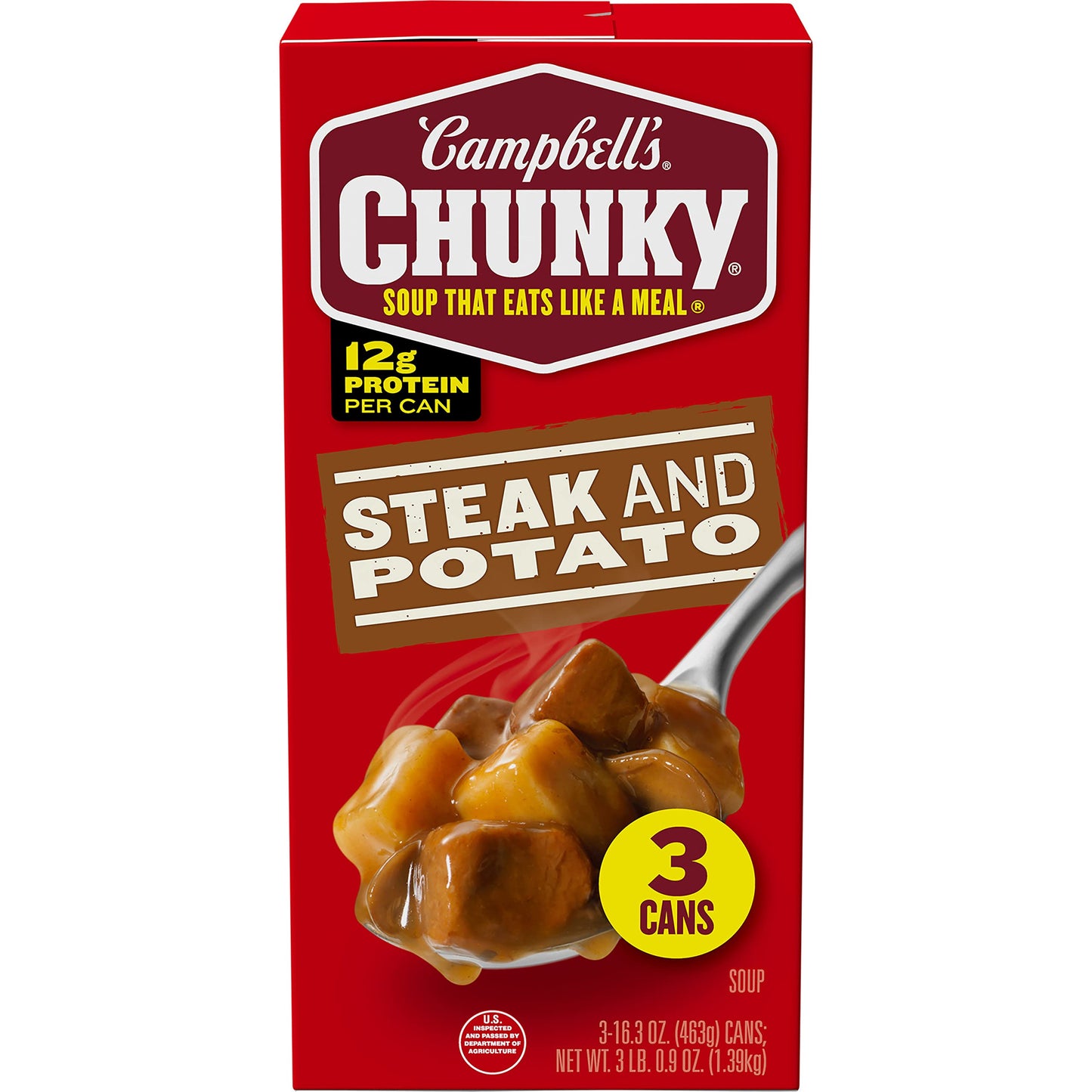 Campbells Chunky Soup, Steak and Potato Soup, 16.3 oz Can (Pack of 3)