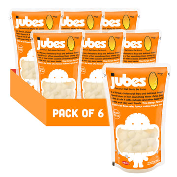Jubes Mango Nata De Coco Jelly Cubes (12.7 oz, Pack of 6) - Mango Coconut Jelly Cubes for Sago - Coconut Gel in Syrup Toppings f