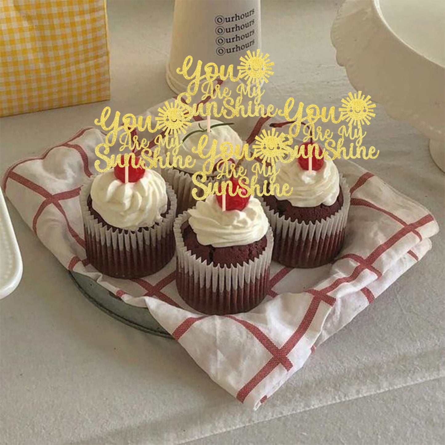 24 Pcs You Are My Sunshine Cupcake Toppers With Gold Glitter Sun Smile Face Bridal Shower Sunshine Cupcake Picks Wedding Engagem
