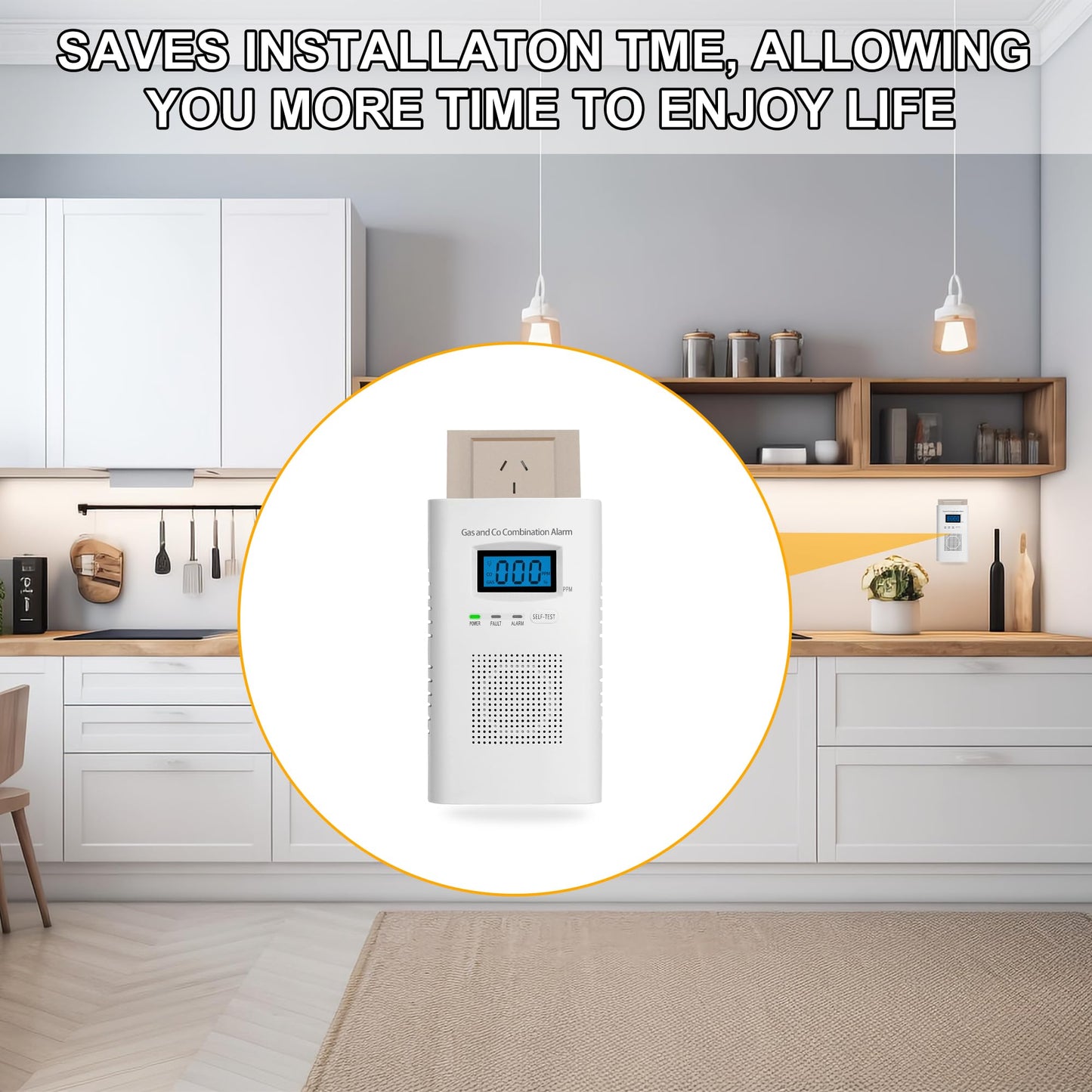 Plug In Combination Gas & Carbon Monoxide Detectors - Natural Gas Detectors & Carbon Monoxide Alarm For Home, Co Detector & Gas