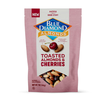 Blue Diamond Almonds, Toasted Almonds and Dried Cherries Make For Sweet, Tart, and Healthy Snacking with 5g of Protein, 7 Ounce