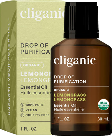 Cliganic Usda Organic Lemongrass Essential Oil, 1Oz - 100% Pure Natural Undiluted, For Aromatherapy Diffuser | Non-Gmo Verified