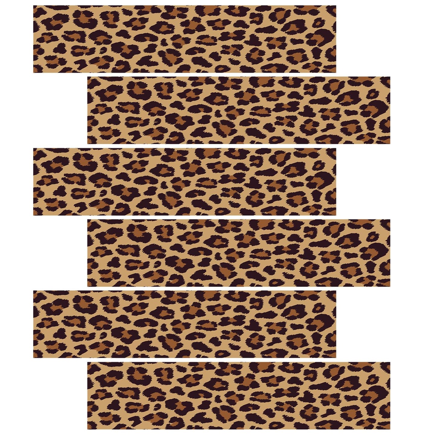 6pcs Leopard Print Edible Cake Border Strips, Rice Paper Cheetah Pattern Cake Side Trim Decorations for Womens Birthday Party