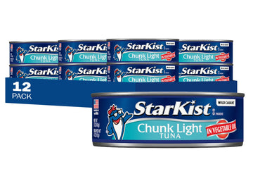 StarKist Chunk Light Tuna in Oil, 5 oz (12 Pack) Canned Tuna Fish, Wild Caught, Gluten Free, Ready to Eat, Perfect for Salads, K