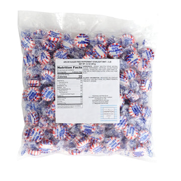 Arcor Sugar Free Peppermint Starlight Mints 2 Pound Bulk Bag (Approx 140 Pieces) Individually Wrapped Hard Candy The Hampton Popcorn & Candy Company