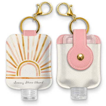Studio Oh! Hand Sanitizer Holder With Travel Bottle Refillable Mini Bottle In Sunny Skies Ahead With Portable Keychain Holder Ke
