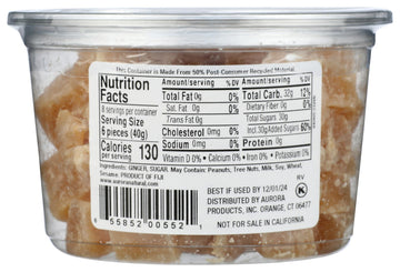 Aurora Products Crystallized Ginger Chunks, 11 OZ - Sweet, Chewy Snack, Perfect for Baking or Cooking