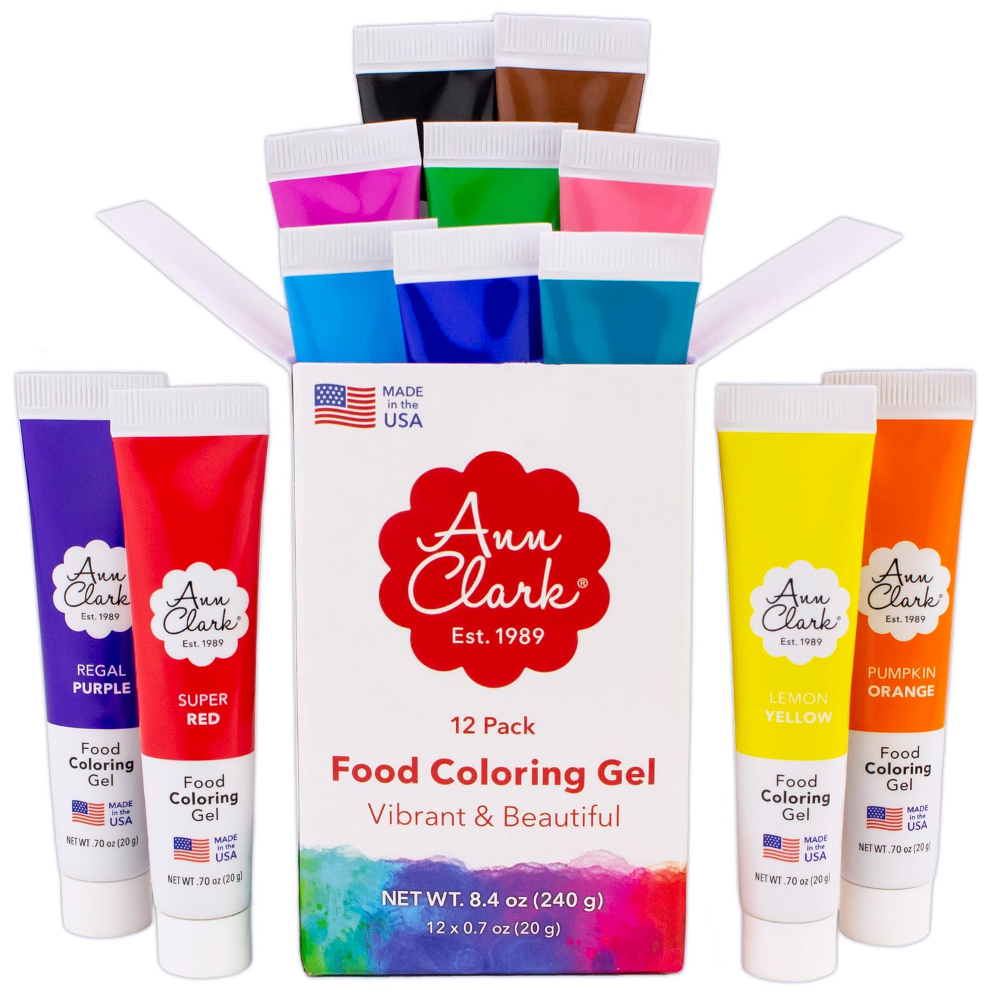 Ann Clark Cookie Cutters Professional-Grade Gel Food Coloring Made In Usa .7 Oz, 12 Colors