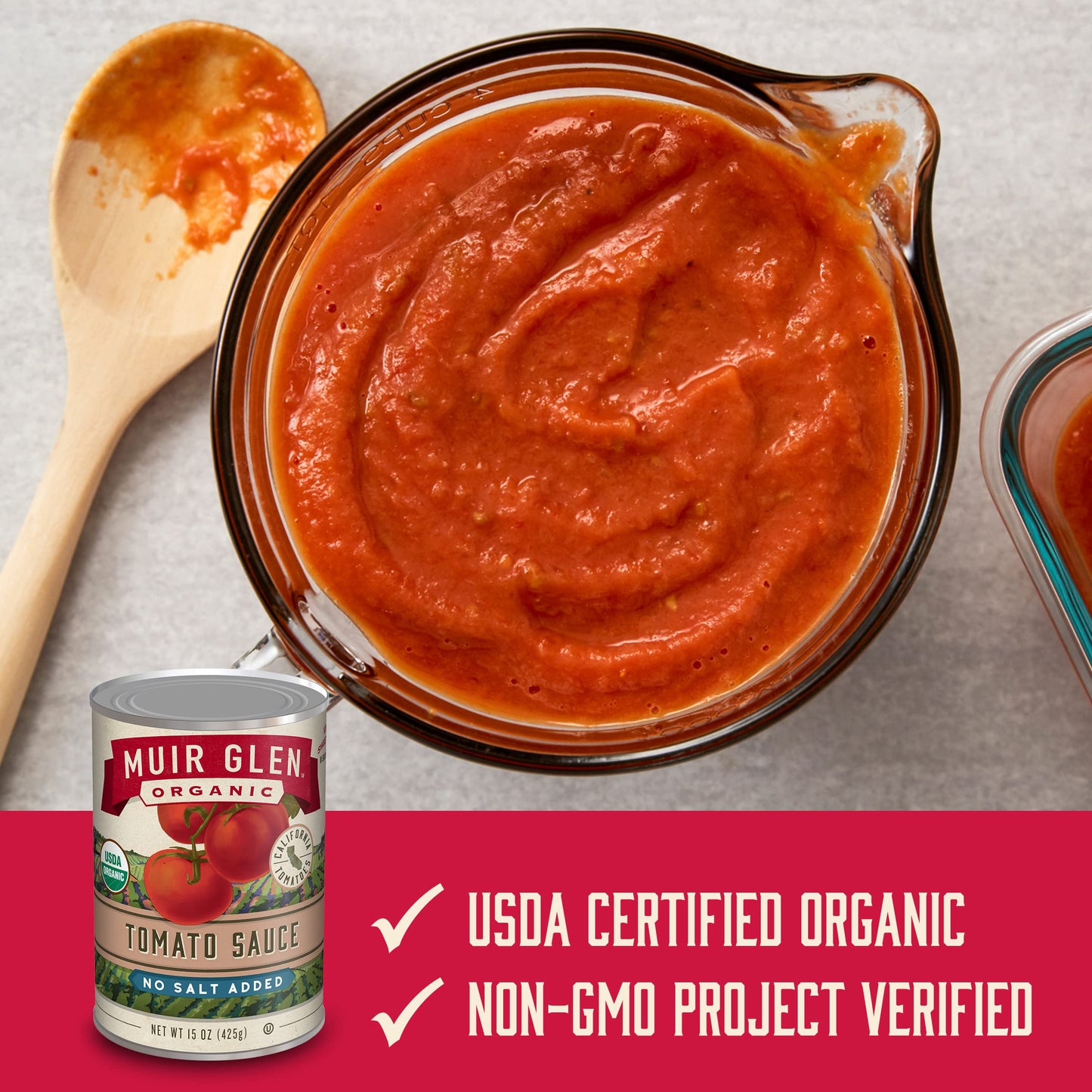 Muir Glen Organic Canned Tomato Sauce, No Salt Added, 15 oz. (Pack of 12)