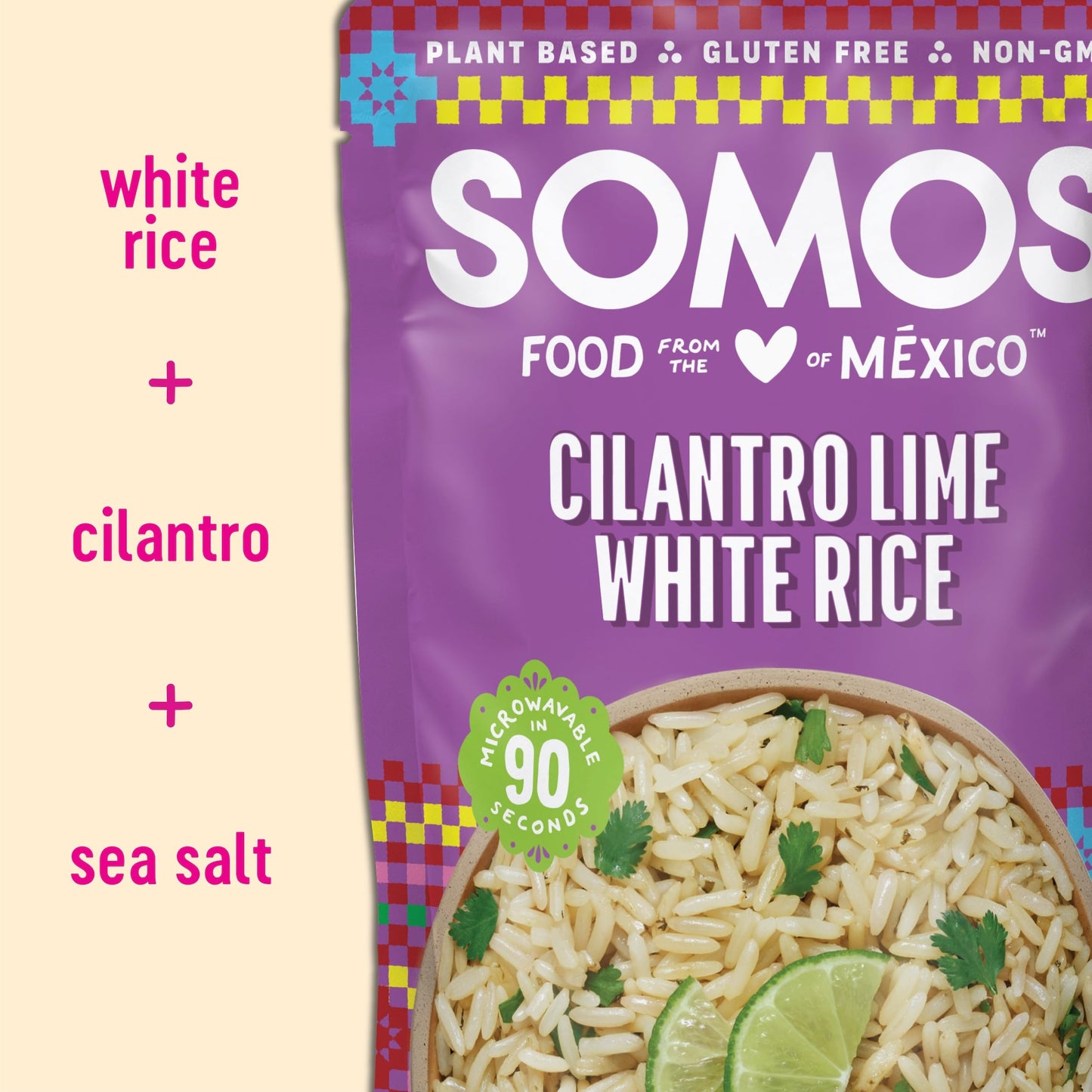 SOMOS Cilantro Lime White Rice - Gluten Free, Non-GMO, Vegan & Microwavable Meals Ready to Eat - Delicious, Healthy & Convenient