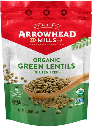 Arrowhead Mills - Organic Green Lentils - Case of 6 - 16 oz.