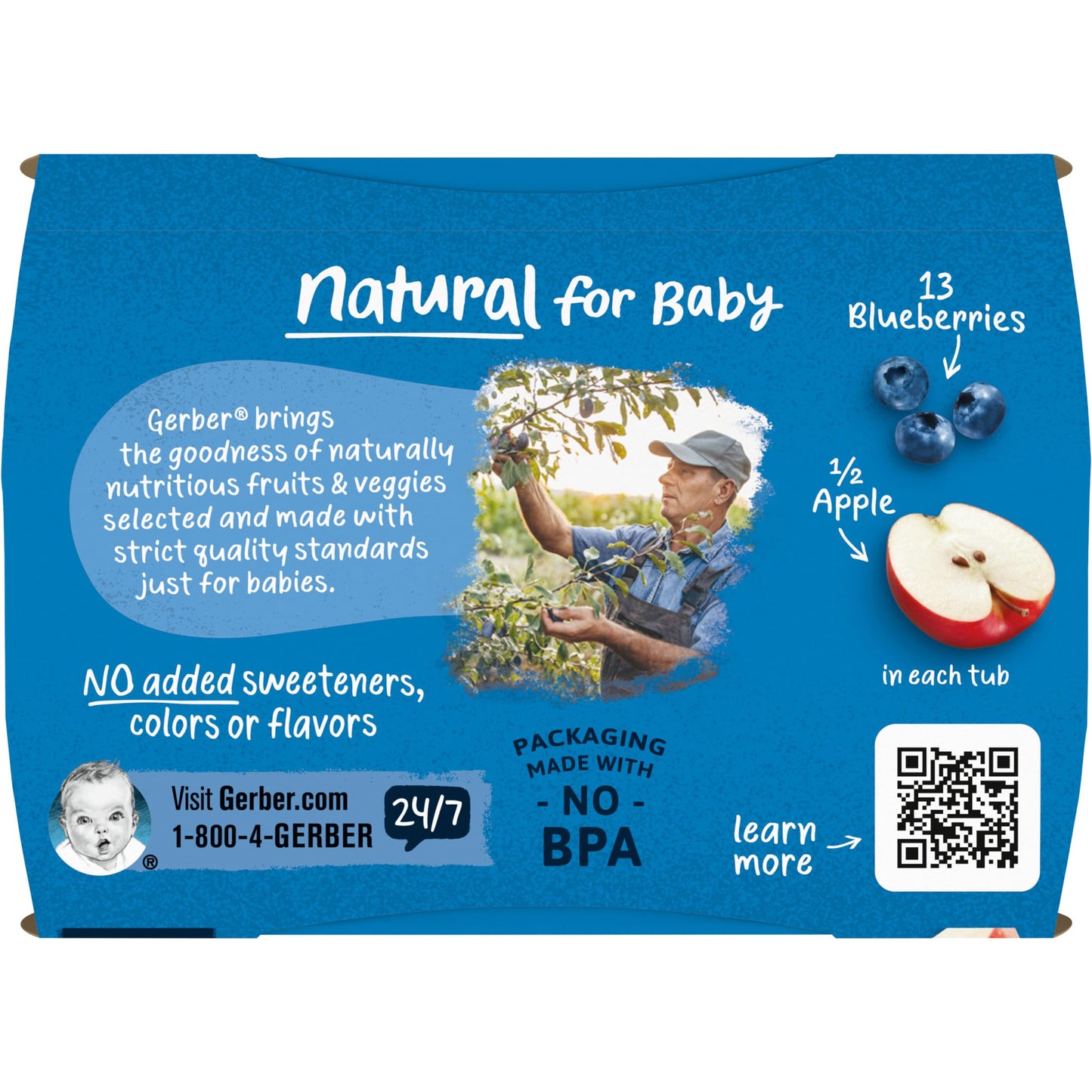 Gerber 2Nd Foods Apple Blueberry, 4 Ounce Tubs, 2 Count (Pack Of 8)