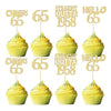 Gyufise 24Pcs Happy 65th Cupcake Toppers Glitter Sixty-five Straight Outta 1958 Cupcake Picks Cheers to 65 Years Birthday Cake D