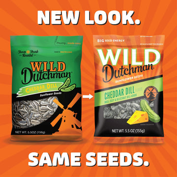 Wild Dutchman Roasted Sunflower Seeds In A Resealable Bag For Ultimate Freshness And An Easy Pour, Original 6.5 Oz & Cheddar Dil