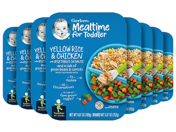 Gerber Mealtime For Toddler Yellow Rice & Chicken With Vegetables In Sauce & Side Of Green Beans & Carrots, Packed In Seasoned W