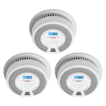 X-Sense 10-Year Battery Combination Smoke Carbon Monoxide Alarm Detector With Large Lcd Display, Standalone Model, 3-Pack