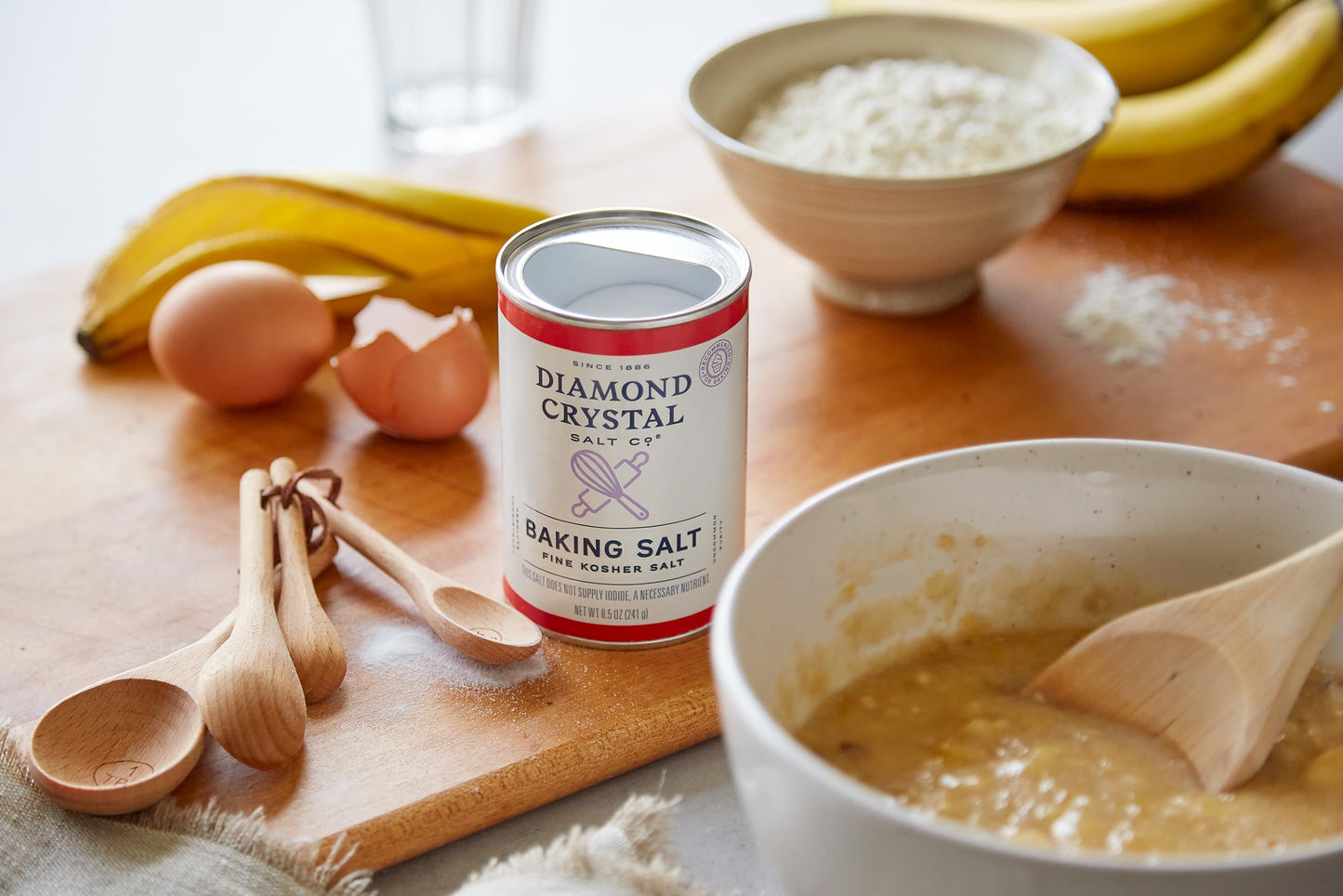 Diamond Crystal Baking Salt, Fine Kosher Salt, No Additives, Great for batters and doughs, 8.5oz Canister