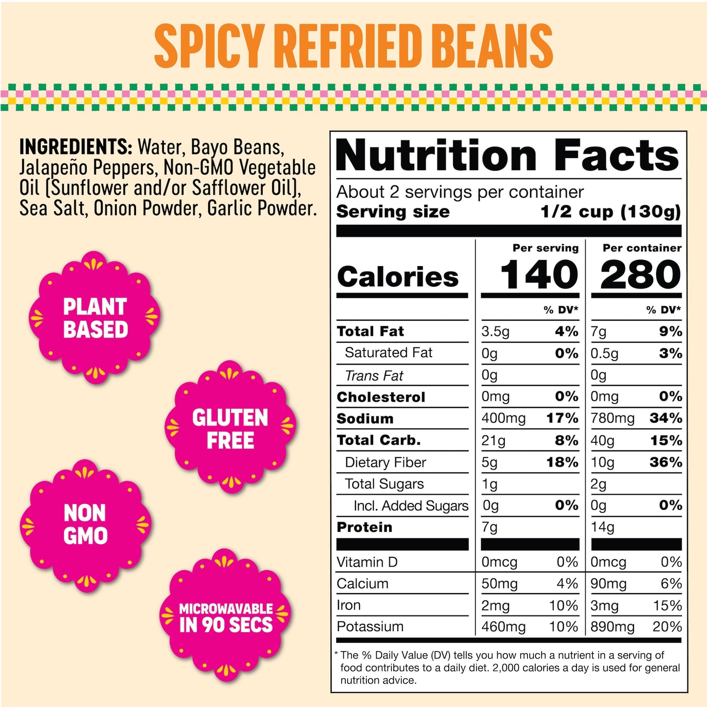 SOMOS Spicy Refried Beans - Gluten Free, Non-GMO, Vegan & Microwavable Meals Ready to Eat - Delicious, Healthy & Convenient - Pe