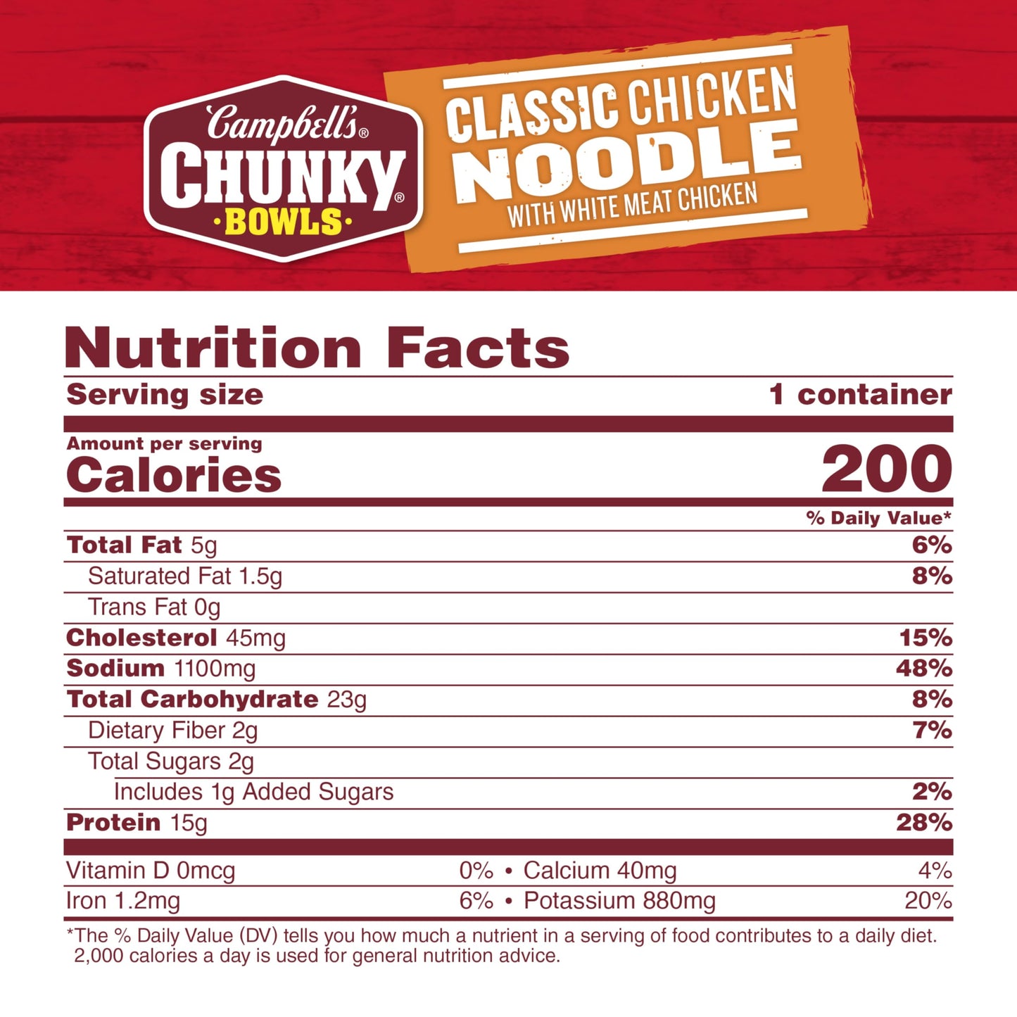 Campbell'S Chunky Soup, Classic Chicken Noodle Soup, 15.25 Oz Microwavable Bowl (Case Of 8)