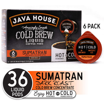 Java House Cold Brew Coffee, Dark Roast Coffee Concentrate Liquid Pods - 1.35 Fluid Ounces (6 Count Liquid Pods Per Box) Enjoy H