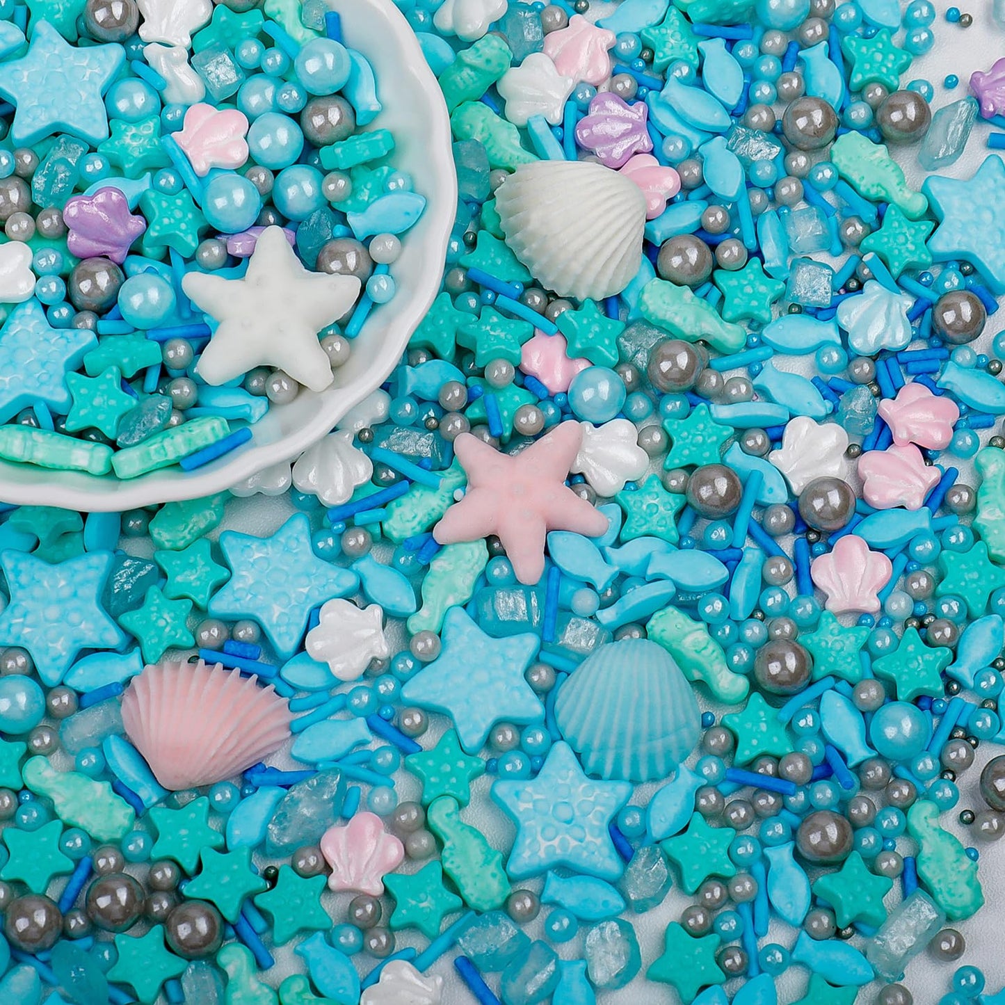 Ocean Sprinkles For Cake Decorating Shell Seahorse Starfish Fish & Pearl Sugar Mix For Cupcakes Cookies And Ice Cream Toppings