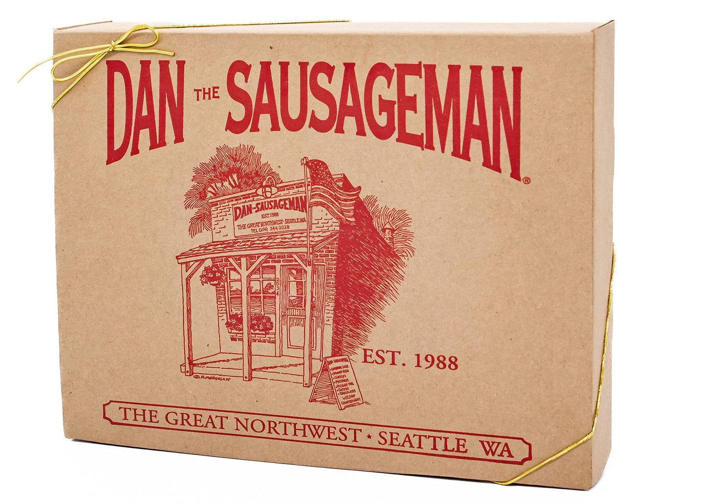 Dan the Sausageman Gourmet Gift Basket - 8 Piece Set with Summer Sausage, Cheese, Mustard, ers, Olives, Nuts, and Candy