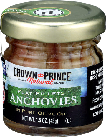 Crown Prince Flat Fillets of Anchovies in Olive Oil, 1.5 Oz