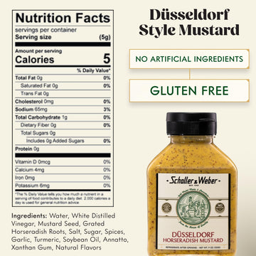 Schaller & Weber Horseradish Mustard, Hot German Deli Mustard, 9 Oz Squeeze Bottle