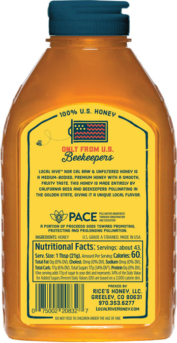 Local Hive North California Raw Unfiltered Honey 32Oz. 100% Us Honey Sourced From American Bees And Beekeepers.