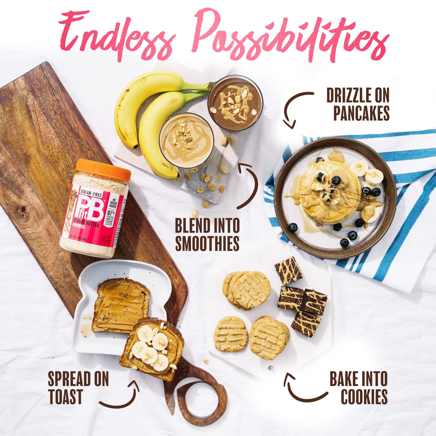 Pbfit No Sugar Added Peanut Butter Powder, Powdered Peanut Butter Spread From Real Roasted Peanuts, 8G Protein, Made With Erythritol And Monk Fruit, 13 Ounce (Pack Of 1)