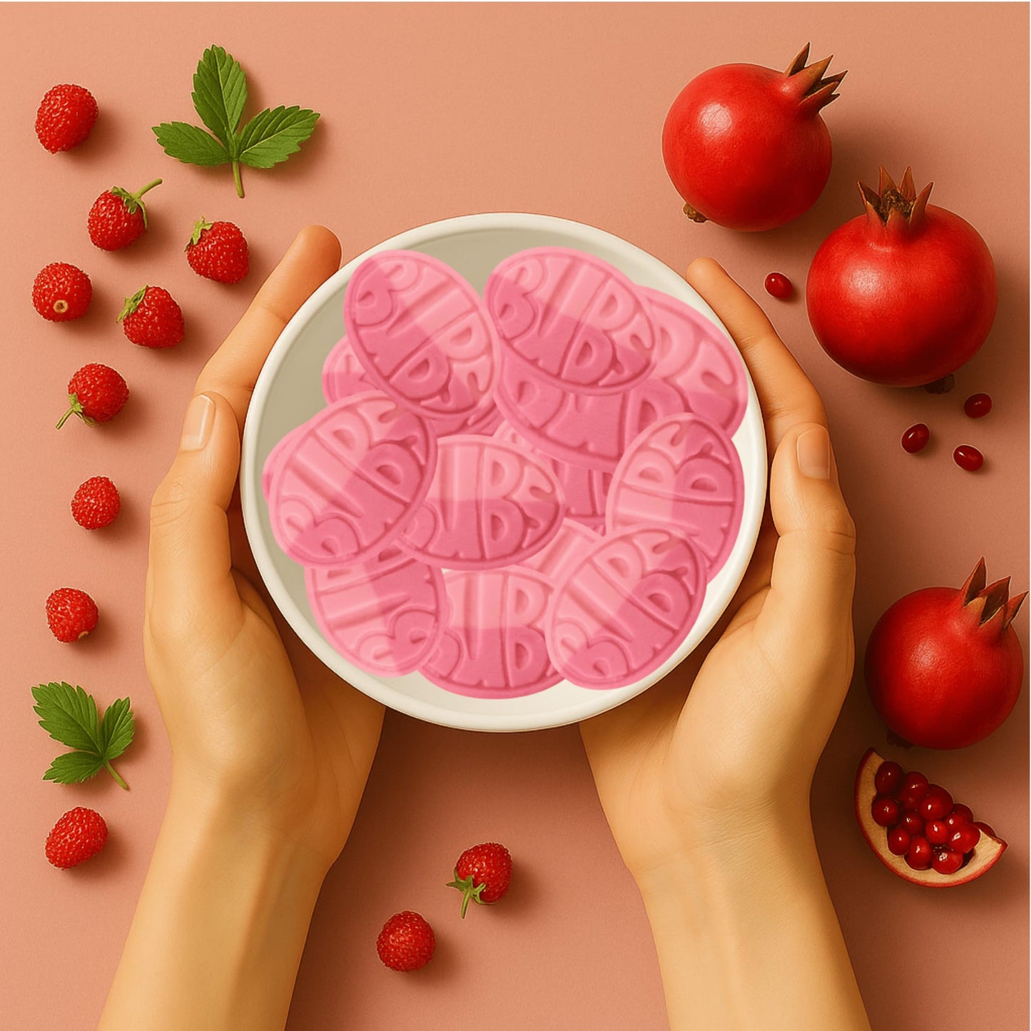 Bubs Wild Strawberry Pomegranate Ovals. 1 POUND of Soft & Chewy Swedish Candy. Marshmallow Gummy Hybrid Vegan Gluten and Gelatin Free Foam Godis. Packed and Imported From Sweden by Nrdiq Candy.