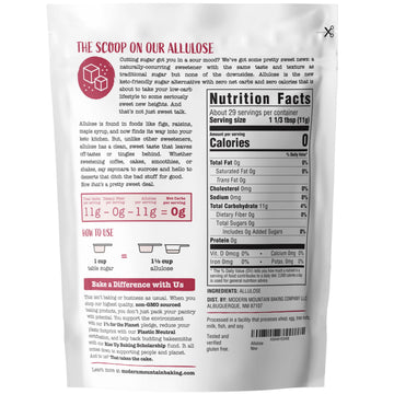 MODERN MOUNTAIN Allulose Sweetener Keto Sugar Substitute, 0g Net Carbs, 11.3oz, Gluten Free, Non-GMO, Zero Calorie