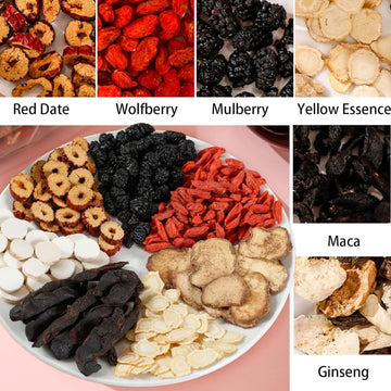 Ginseng Five Treasure Tea - Kidney Wubao Tea, Ginseng Kidney Teas Formula Five Treasure Red Date Natural Chinese Herbal Teas, Te