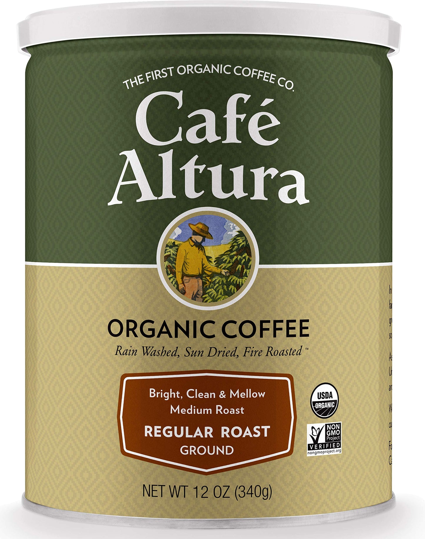 Café Altura, Regular Roast, Medium Roast, Organic, Ground Coffee, 12 Oz. Can