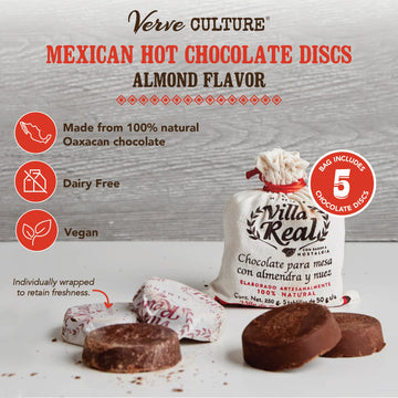 Mexican Hot Chocolate By Verve Culture, Dairy Free Vegan Hot Cocoa, Gourmet Spicy Hot Chocolate Discs, Almond And Walnut Hot Cho
