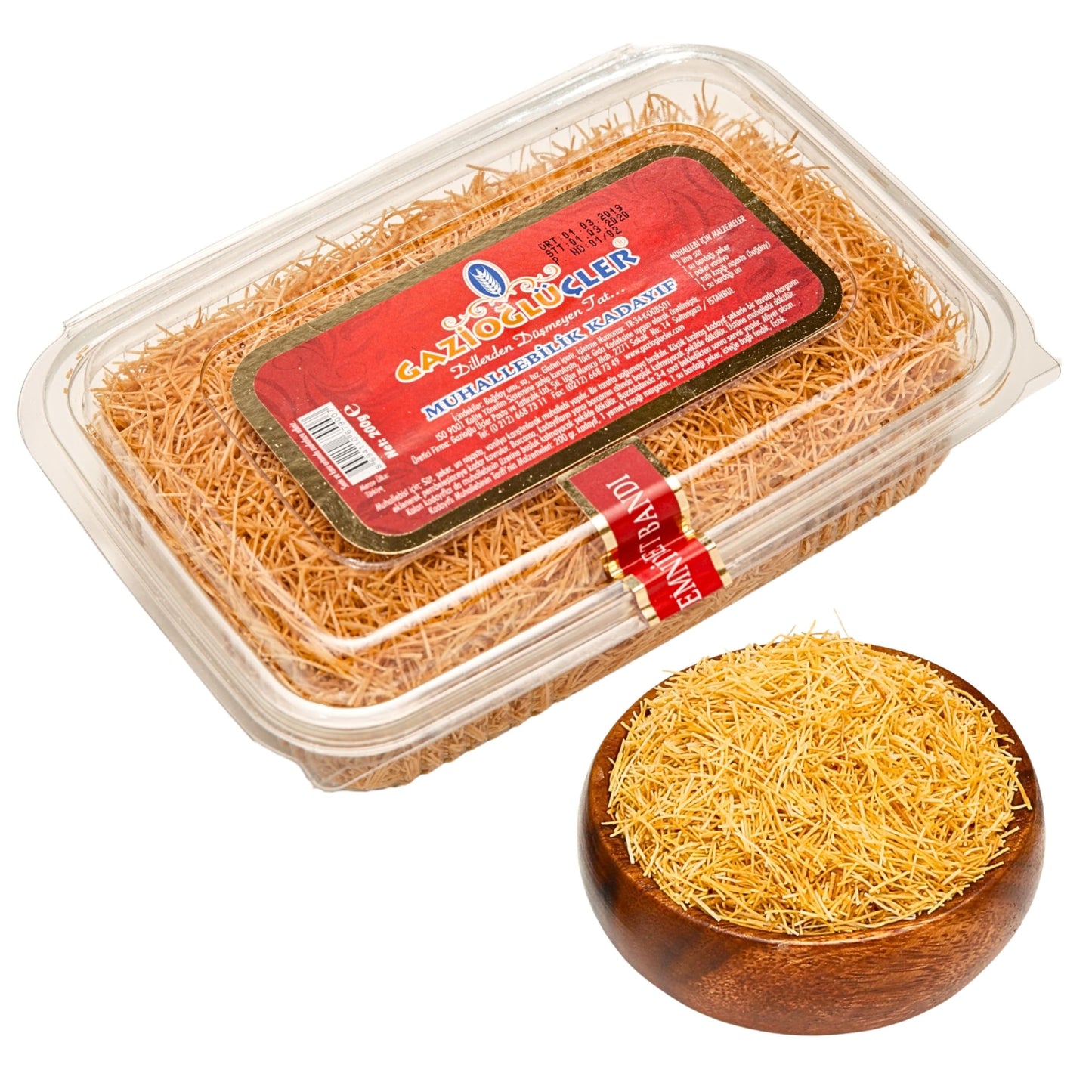 Gaziogller 200G (7.1 Oz) Roasted Kataifi Shredded Fillo Dough - Golden Toasted For Dubai Chocolate Filling Use Pistachio Cream Recipes Dubai Chocolate Bar Kit Kunafa Katafi & Crunchy Dessert