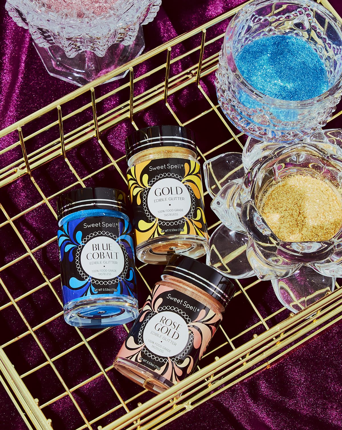 Sweet Spell Edible Glitter - Shimmer Sparkles for Drinks & Cakes, 0.5 oz, Cobalt Blue, 100% Edible & Vegan