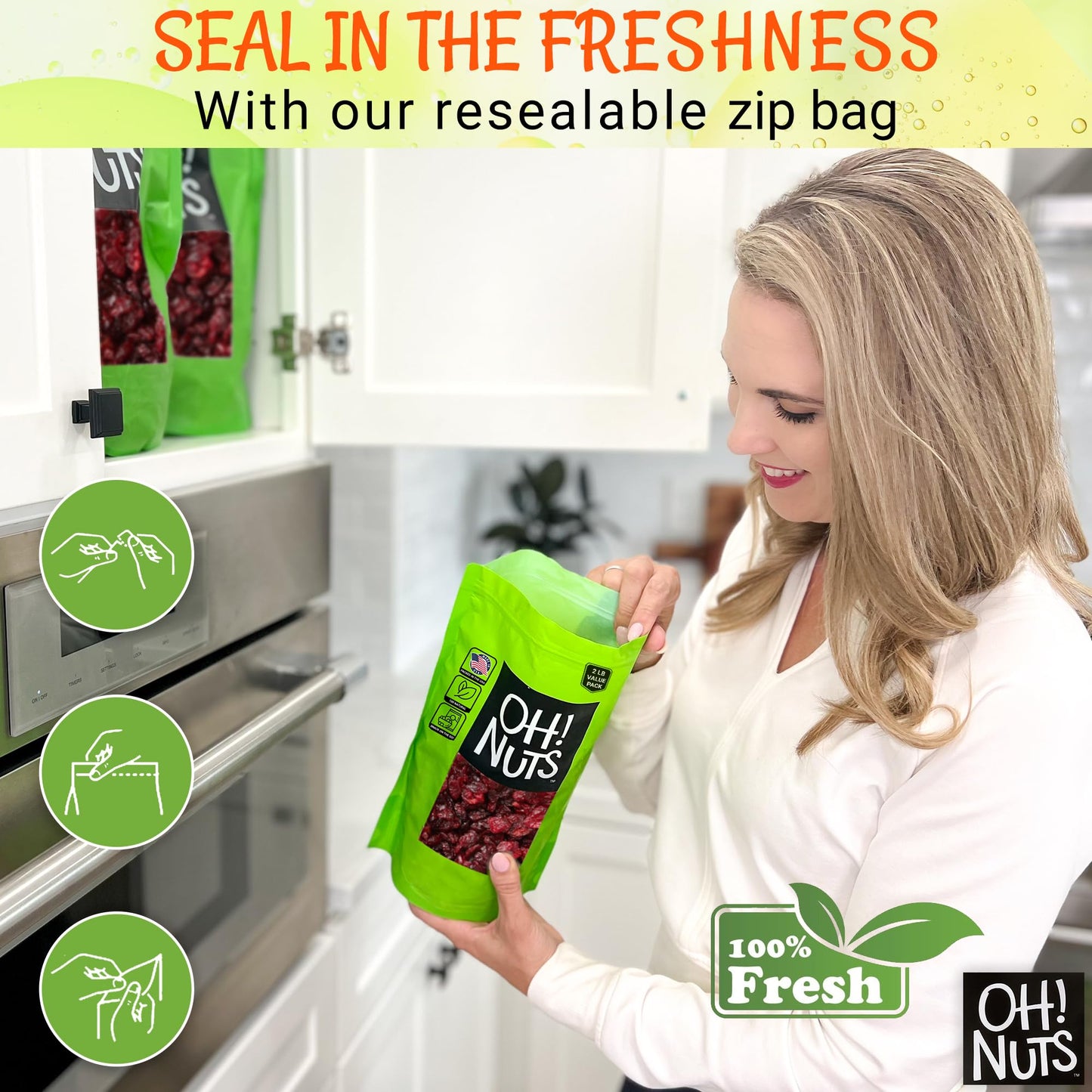 Dried Cranberries | 2 Lb - Sweetened Dried Fruit | Packed In New York Zip-Seal Bag For Exceptional Freshness By Oh Nuts